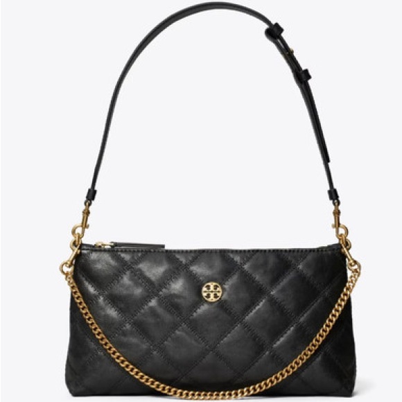 Tory Burch Black Diamond Quilted Willa Zip Shoulder Bag - Picture 8 of 10